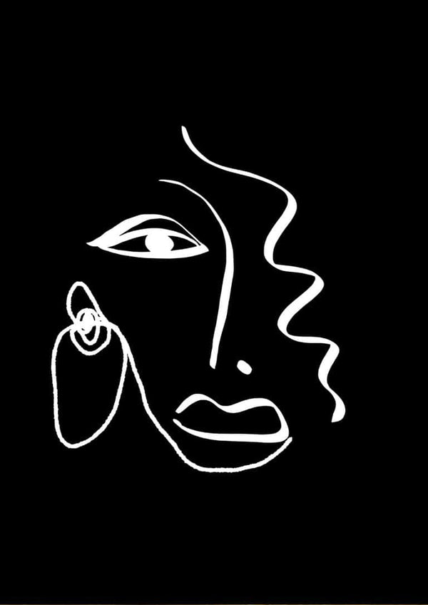 poster d'arte minimalista con volto line art