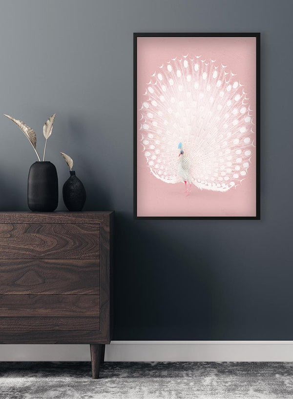 Póster de pavo real rosa de Ohara Koson