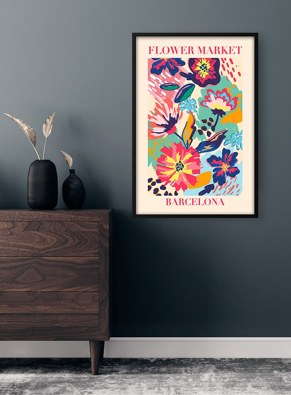 Póster del mercado de flores de Barcelona