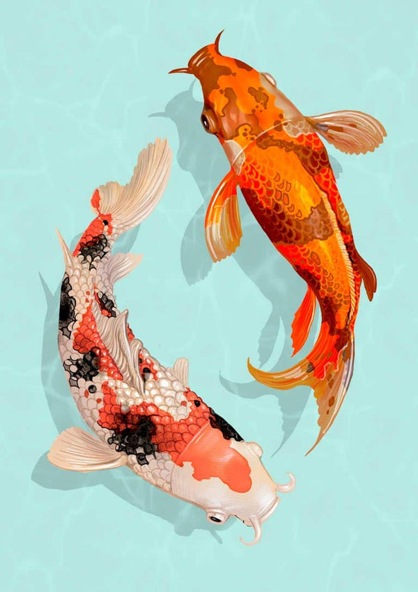 Póster de carpas japonesas