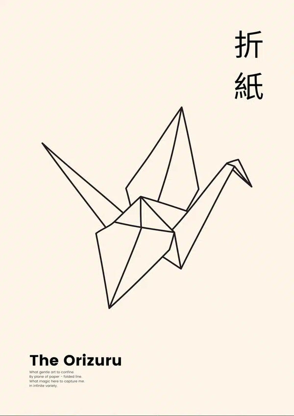Póster de origami japandi