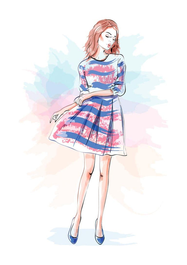 Poster Ragazza con vestito blu