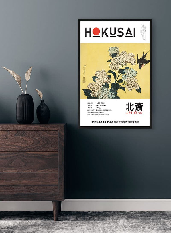 Katsushika Hokusai - Hortensia y golondrina