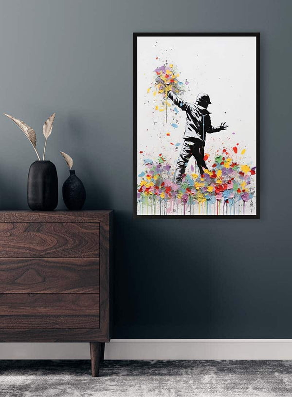 Lanciatrice di fiori - Poster ispirato a Banksy