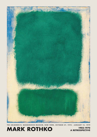 Abstract green painting by Mark Rothko featured on the Rothko Green Retrospective product page.