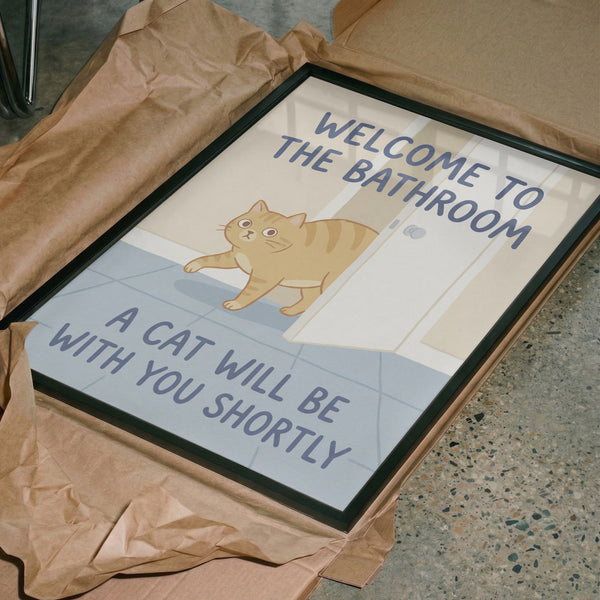 Funny Bathroom Cat Welcome - Andreas Magnusson