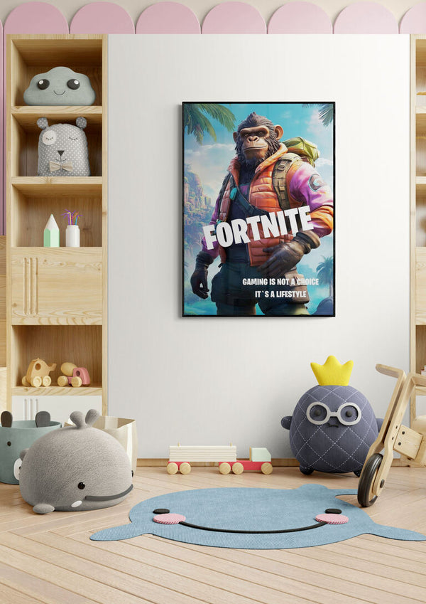 Póster gamer de mono de Fortnite